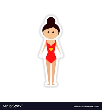 Paper sticker on white background romantic girl vector image