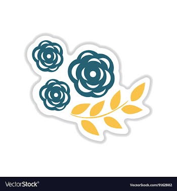 Paper sticker on white background rose branch vector image
