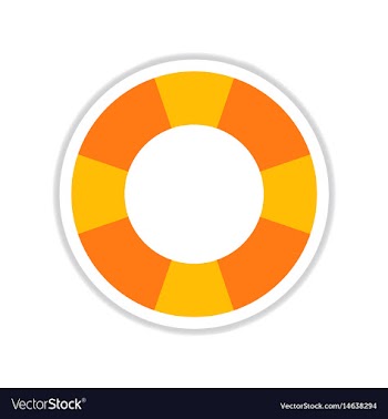 Paper sticker on white background round lifebuoy vector image