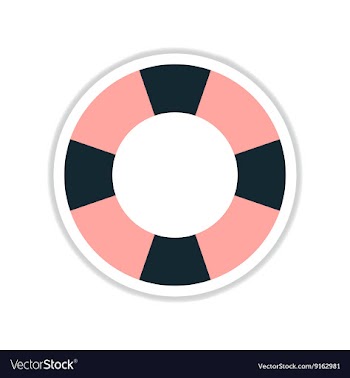 Paper sticker on white background round Lifebuoy vector image