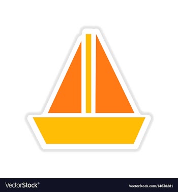 Paper sticker on white background sailing ship vector image