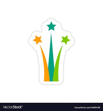 Paper sticker on white background salute stars vector image