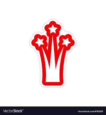 Paper sticker on white background salute stars vector image