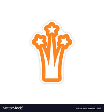 Paper sticker on white background salute stars vector image