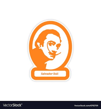 Paper sticker on white background Salvador Dali vector image