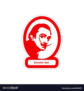 Paper sticker on white background Salvador Dali vector image