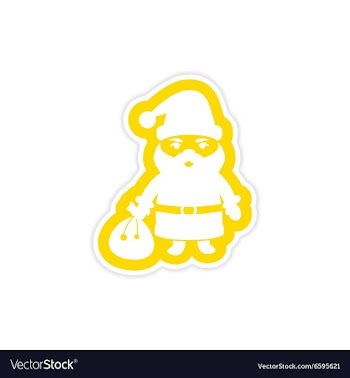Paper sticker on white background Santa Claus vector image