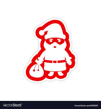 Paper sticker on white background Santa Claus vector image