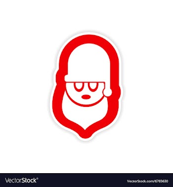 Paper sticker on white background Santa Claus vector image
