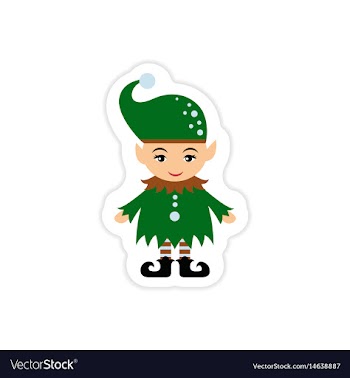 Paper sticker on white background santa elves vector image