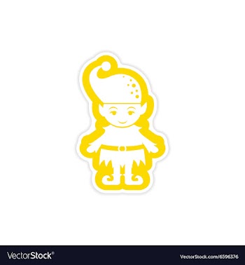 Paper sticker on white background Santa elves vector image