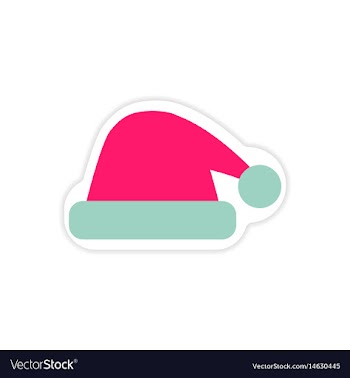 Paper sticker on white background santa hat vector image