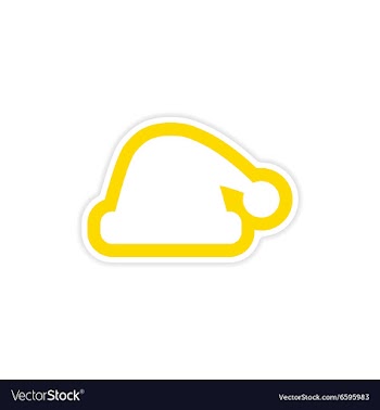 Paper sticker on white background Santa hat vector image