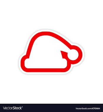 Paper sticker on white background Santa hat vector image