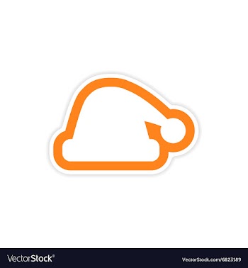 Paper sticker on white background Santa hat vector image