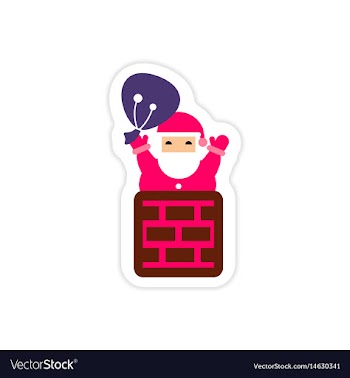 Paper sticker on white background santa in chimney vector image