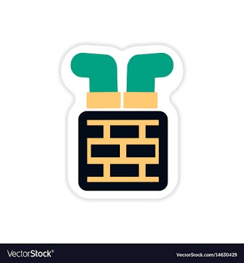 Paper sticker on white background santa in chimney vector image