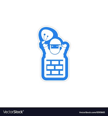 Paper sticker on white background Santa in chimney vector image
