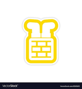 Paper sticker on white background Santa in chimney vector image