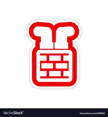 Paper sticker on white background Santa in chimney vector image