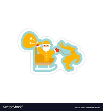 Paper sticker on white background santa in sleigh vector image