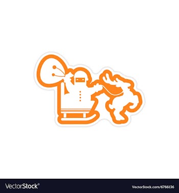 Paper sticker on white background Santa in sleigh vector image