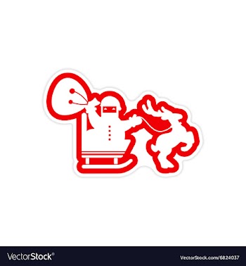 Paper sticker on white background Santa in sleigh vector image