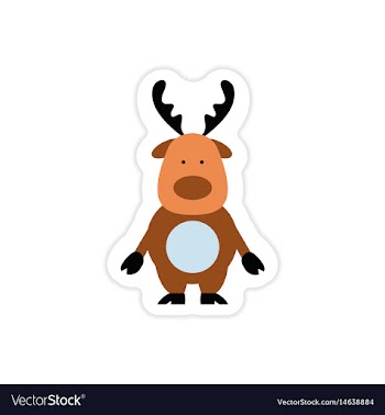 Paper sticker on white background santa reindeer vector image