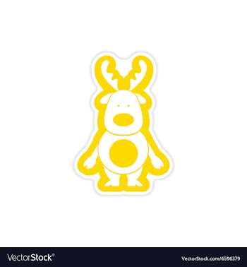 Paper sticker on white background Santa reindeer vector image