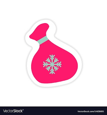 Paper sticker on white background santa sack vector image