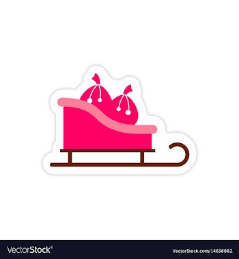 Paper sticker on white background santa sleigh vector image