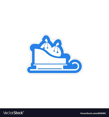 Paper sticker on white background Santa sleigh vector image