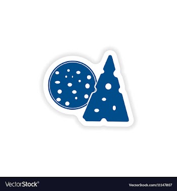 Paper sticker on white background sausage cheese vector image