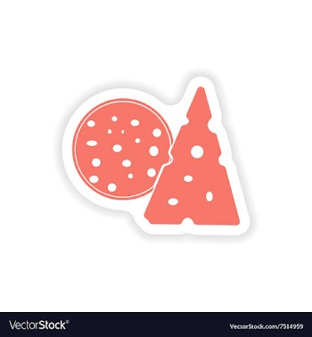 Paper sticker on white background sausage cheese vector image