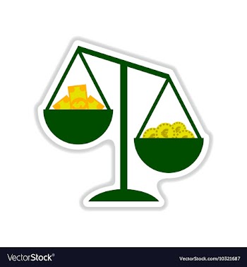 Paper sticker on white background scales money vector image