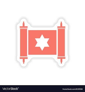 Paper sticker on white background scroll Torah vector image