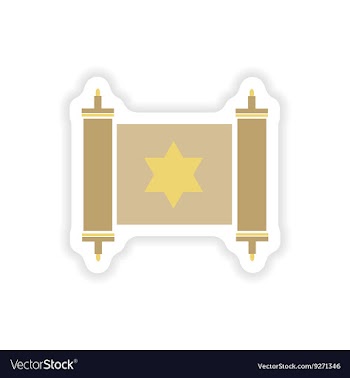 Paper sticker on white background scroll Torah vector image