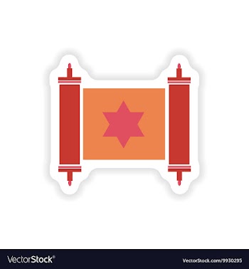 Paper sticker on white background scroll Torah vector image