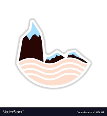 Paper sticker on white background sea cliff vector image