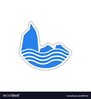 Paper sticker on white background sea cliff vector image
