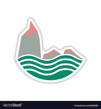 Paper sticker on white background sea cliff vector image