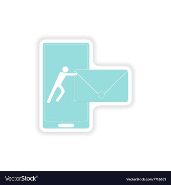 Paper sticker on white background sending sms vector image