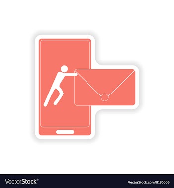 Paper sticker on white background sending sms vector image