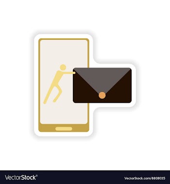 Paper sticker on white background sending sms vector image