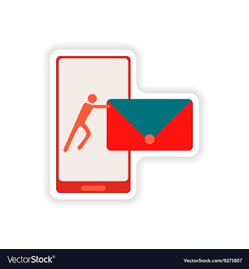Paper sticker on white background sending sms vector image