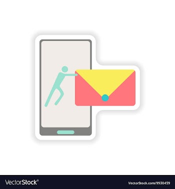 Paper sticker on white background sending sms vector image