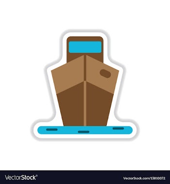 Paper sticker on white background ship vector image