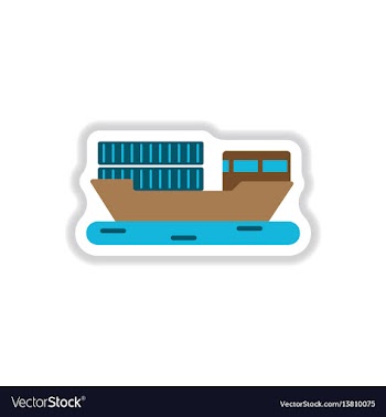 Paper sticker on white background ship with vector image