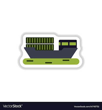 Paper sticker on white background ship with vector image