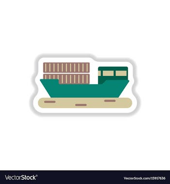 Paper sticker on white background ship with vector image